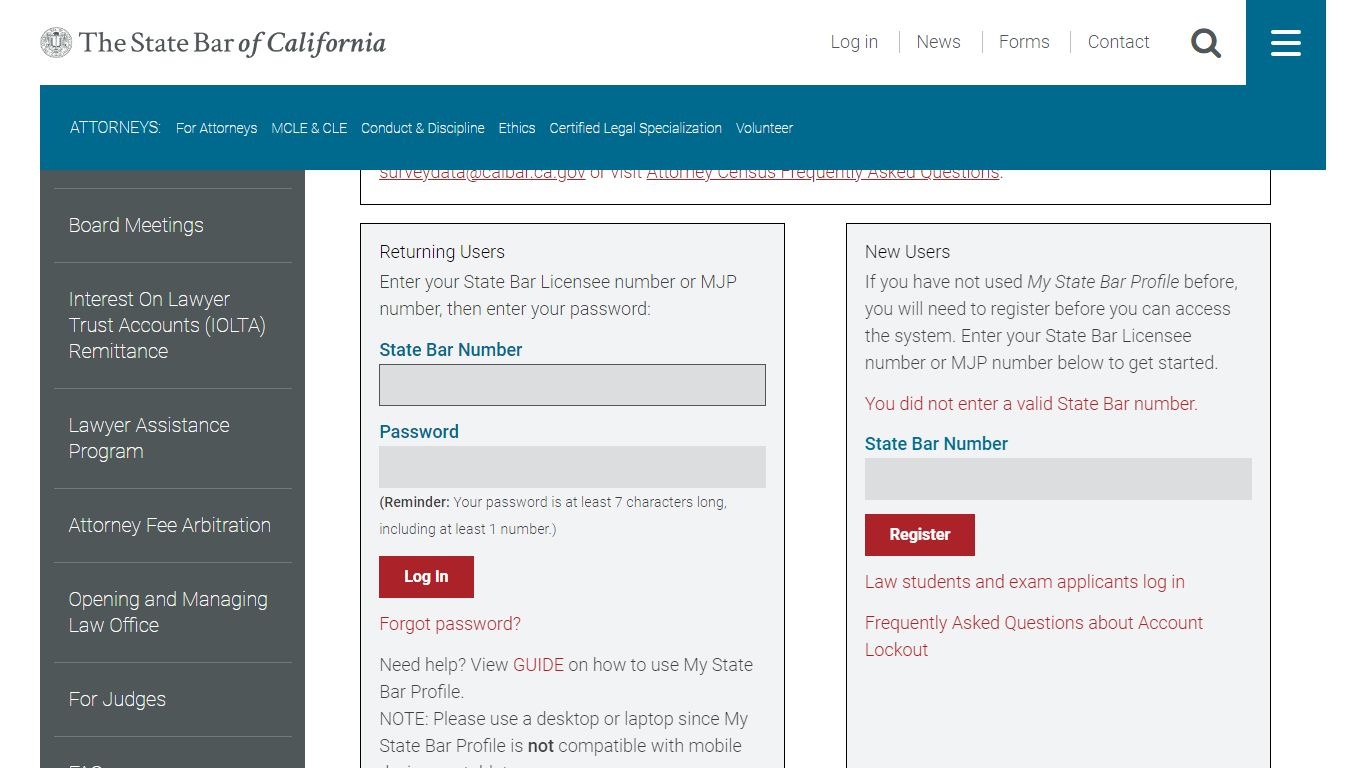 My State Bar Profile :: The State Bar of California